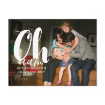 ホワイトOh何おもしろいホリデー写真はがき