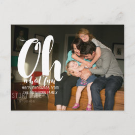 ホワイトOh何おもしろいホリデー写真はがき シーズンポストカード