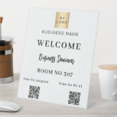 ホワイトQRコードビジネスロゴセミナールームwifi 台座サイン (インサイチュ)
