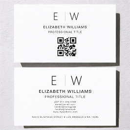 ホワイトQRコードモノグラムミニマルモダンリスト 名刺