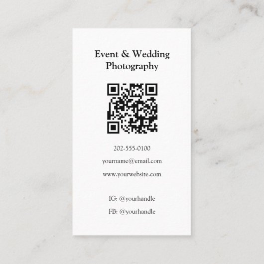 ホワイトQRコー縁どドフォトグラファー垂直をクリア 名刺 (裏面)
