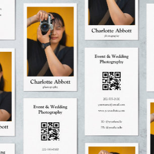 ホワイトQRコー縁どドフォトグラファー垂直をクリア 名刺