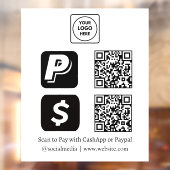ホワイトQR決済 | CashApp & PayPal 表示 ウィンドウサイン (シート2)