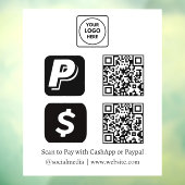 ホワイトQR決済 | CashApp & PayPal 表示 ウィンドウサイン (シート3)