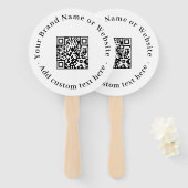 ホワイトQR | シンプルな丸型デザイン ハンドファン (正面&裏面)