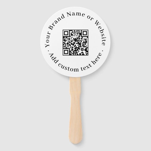 ホワイトQR | シンプルな丸型デザイン ハンドファン (正面)