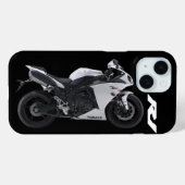 ホワイトR1スポーツバイクバイク Case-Mate iPhoneケース (裏面 (横))