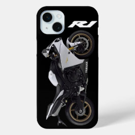 ホワイトR1スポーツバイクバイク iPhone 15 MINIケース