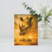 ホワイトRhinoの二重露出ポートレート シーズンポストカード (スタンド正面)