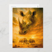 ホワイトRhinoの二重露出ポートレート シーズンポストカード (正面/裏面)