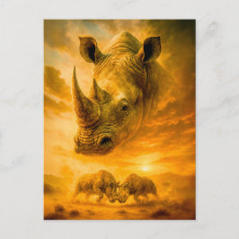 ホワイトRhinoの二重露出ポートレート シーズンポストカード