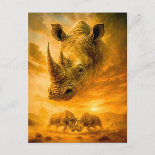 ホワイトRhinoの二重露出ポートレート シーズンポストカード (正面)