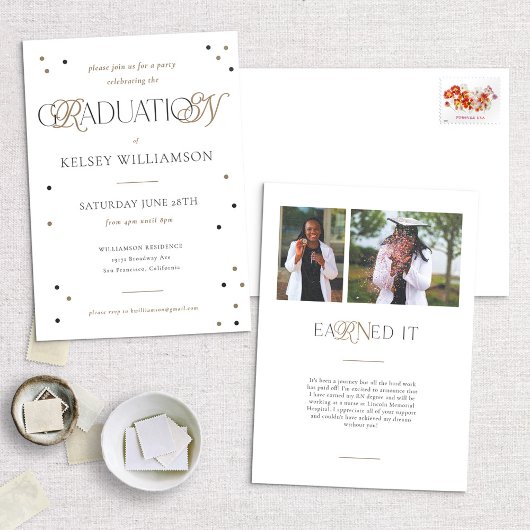 ホワイトRNナース度卒業パーティー招待状 案内状