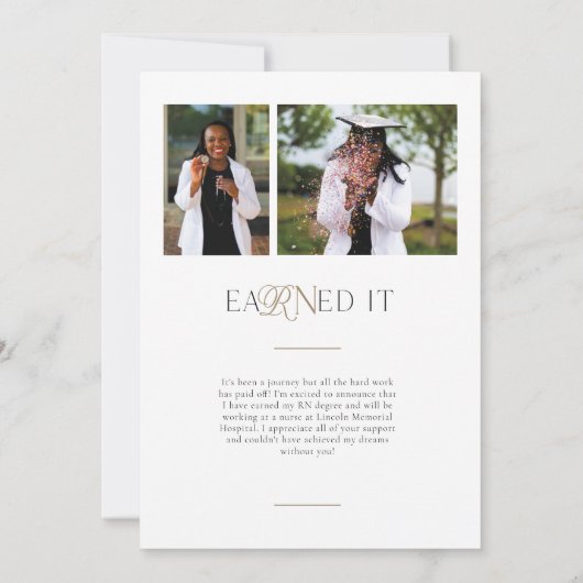 ホワイトRNナース度卒業パーティー招待状 案内状 (裏面)