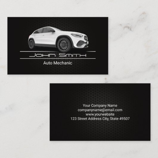 ホワイトSUV車 | 整備士 | 自動修復 名刺 (正面/裏面)