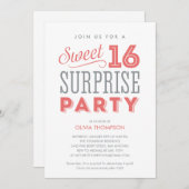 ホワイトSweet sixteenサプライズ招待状 招待状 (正面/裏面)