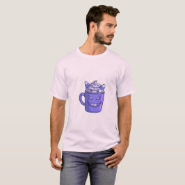 ホワイトTシャツの男性にスプーキーなドリンクのグラフィック Tシャツ
