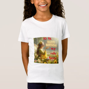 ホワイトTシャツファンタジーイラストレーションユニコーンフェアリーE Tシャツ