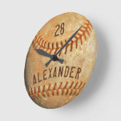 ホワイパーソナライズされたト野球の名前とナンバー  ラウンド壁時計 (傾斜)