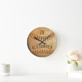 ホワイパーソナライズされたト野球の名前とナンバー  ラウンド壁時計 (ホーム)