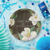 ホワイ素朴トマグノリアの水色フローラの葉 ペーパープレート (パーティー)