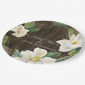 ホワイ素朴トマグノリアの水色フローラの葉 ペーパープレート (アングル)