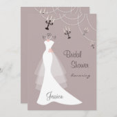 ホワイ結婚トガウン、カンデラブラブライダルシャワー 招待状 (正面/裏面)