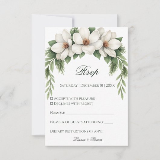 ホワエレガントイの結婚松の枠 出欠カード (正面)