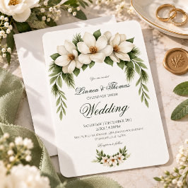 ホワエレガントイの結婚松の枠 招待状