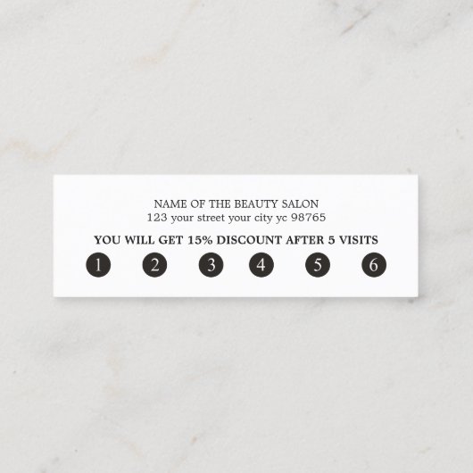 ホワエレガントイスタイリッシュトローズ美しいサロン ロイヤリティカード (裏面)