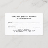 ホワエレガントイスタイリッシュトローズ美しいサロン 紹介カード (裏面)