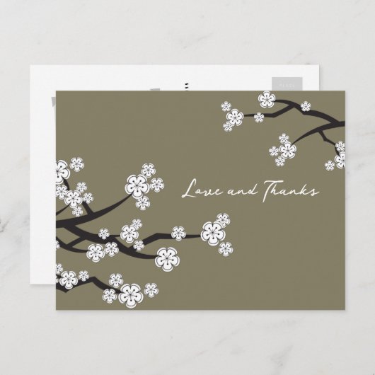 ホワエレガントイトさくらんぼ桜ラブ&感謝してい ポストカード (正面/裏面)