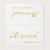 ホワエレガントイトと金ゴールド予約結婚のテーブルカード (外部フラット)