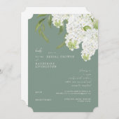 ホワエレガントイトアジアナダークセージブライダルシャワー 招待状 (正面/裏面)