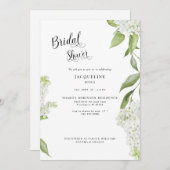ホワエレガントイトアジェ白ブライダルシャワー 招待状 (正面/裏面)