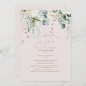 ホワエレガントイトアジサイ赤面ブライダルシャワー 招待状 (正面/裏面)