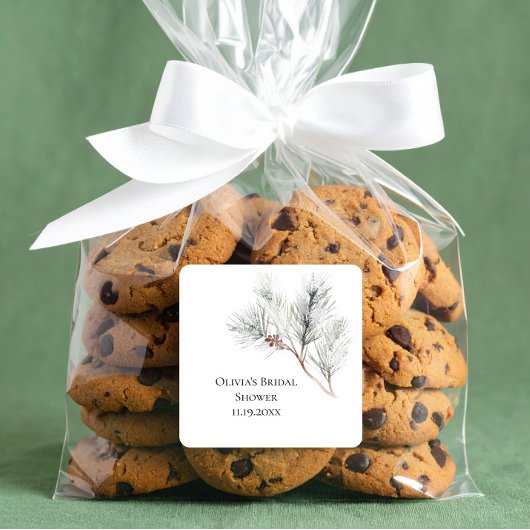 ホワエレガントイトウィンターパインブライダルシャワー スクエアシール