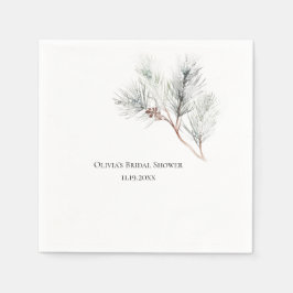 ホワエレガントイトウィンターパインブライダルシャワー スタンダードカクテルナプキン
