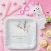 ホワエレガントイトウィンターパインブライダルシャワー ペーパープレート (パーティー)