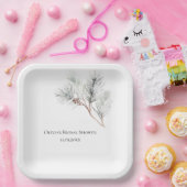 ホワエレガントイトウィンターパインブライダルシャワー ペーパープレート (パーティー)