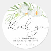 ホワエレガントイトオーキッドブライダルシャワー ラウンドシール (正面)