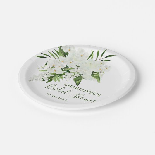 ホワエレガントイトオーキッドボヘミアンフローラブライダルシャワー ペーパープレート (アングル)