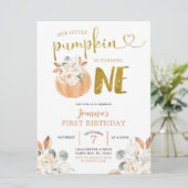 ホワエレガントイトカボチャフローラ第1の誕生日招待状 招待状 (スタンド正面)