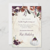 ホワエレガントイトカボチャベビーファースト誕生日 招待状 (正面)