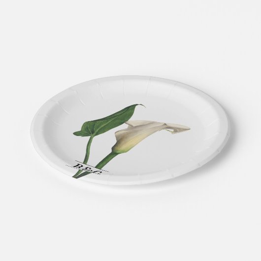 ホワエレガントイトカラリリーグリーン植物学結婚院 ペーパープレート (アングル)