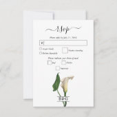 ホワエレガントイトカラリリーグリーン植物学結婚院 出欠カード (正面)