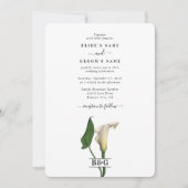ホワエレガントイトカラリリーグリーン植物学結婚院 招待状 (正面)