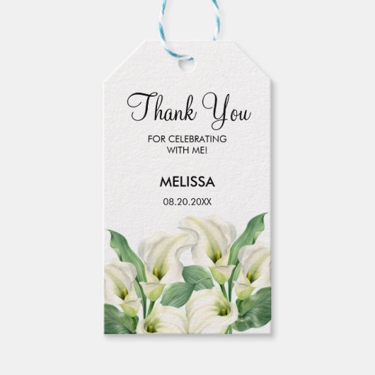ホワエレガントイトカラリリーフローラ誕生日 ギフトタグ (正面)