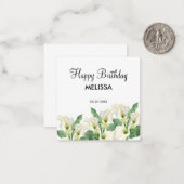 ホワエレガントイトカラリリーフローラ誕生日 ノートカード (正面/裏面インサイチュ)