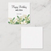 ホワエレガントイトカラリリーフローラ誕生日 ノートカード (正面/裏面)